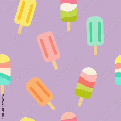 Colorful ice cream vector seamless pattern