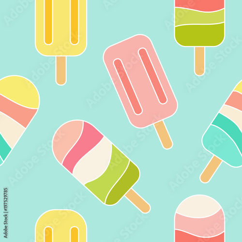 Colorful ice cream vector seamless pattern