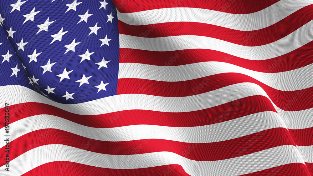 Fototapeta premium United States flag waving loop. United States flag blowing on wind.