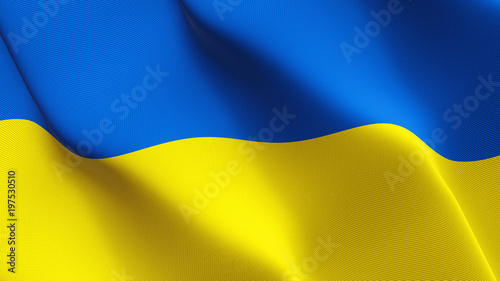Ukraine flag waving loop. Ukrainian flag blowing on wind.