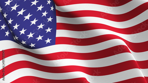 Fototapeta Naklejka Na Ścianę i Meble -  United States flag waving loop. United States flag blowing on wind.