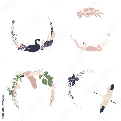 Maison de fleurs. Flowers and florals geometric wreaths #1