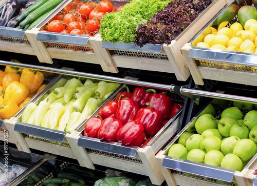 fruit and vegetables in special modern boxes