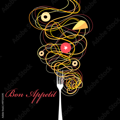 Vector advertising poster of a spaghetti