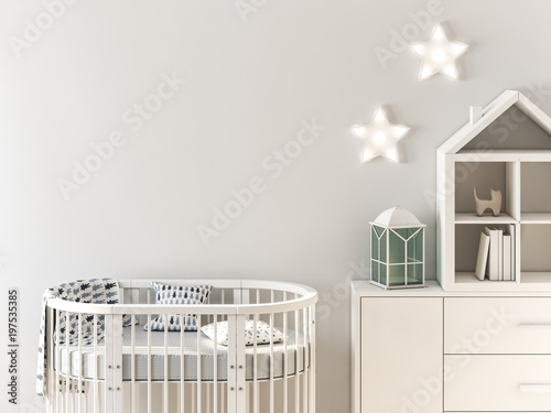 Mockup wall in child room 3d rendering