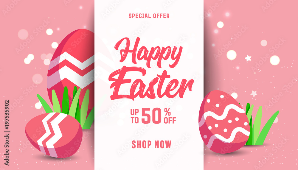 Naklejka premium Composition of Easter sale card template 