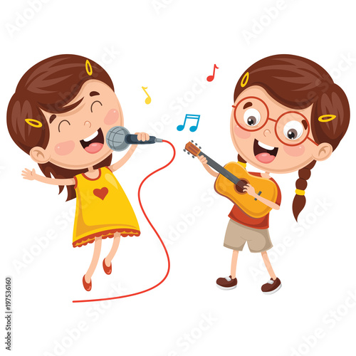 Vector Illustration Of Kids Making Art Performance