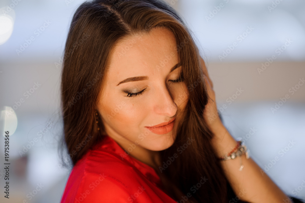 Close up portrait of beautiful long-haired woman Close up portrait of beautiful long-haired woman