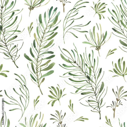 Leafy Leaf. Green watercolor flowers and florals pattern #2