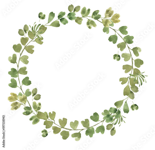 Leafy Leaf. Green watercolor flowers and florals wreath  2