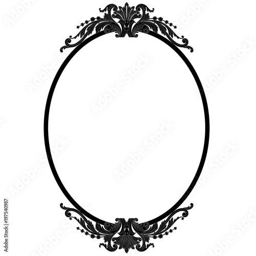 Vintage oval graphical frame in antique style. Vector.