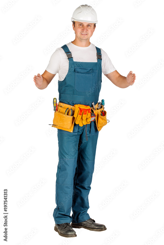 male builder or manual worker in helmet over white wall background. repair, construction, building, people and maintenance concept male builder or manual worker in helmet over white wall background. repair, construction, building, people and maintenance concept