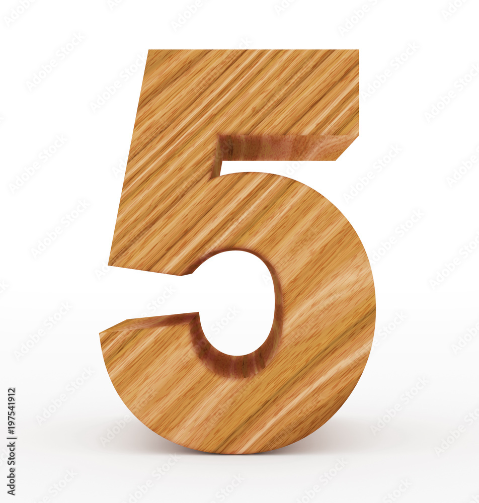 number 5 3d wooden isolated on white number 5 3d wooden isolated on white