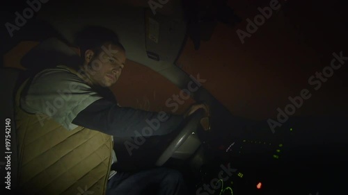 A man gets out of his car to urinate, and gets hit by a car. (Simulated)