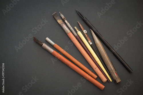 Obraz na plátně Old school, drafting and drawing accessories / vintage