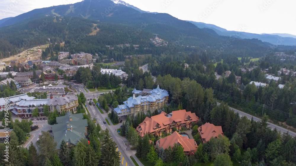 Aerial view of Whistler cityscape, Canada