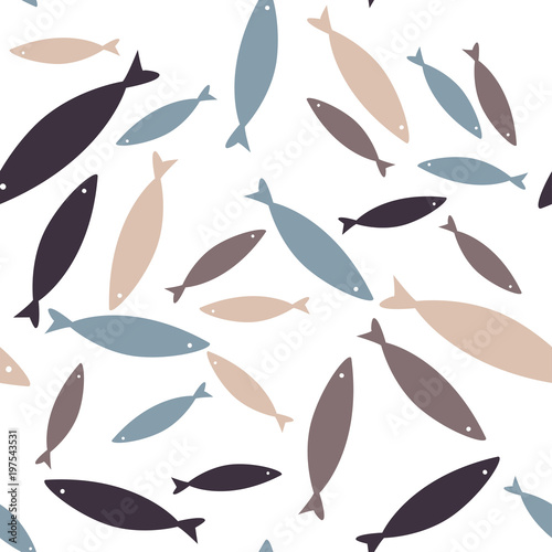 Seamless vector pattern with fishes. Colorful background, wildlife sea texture.