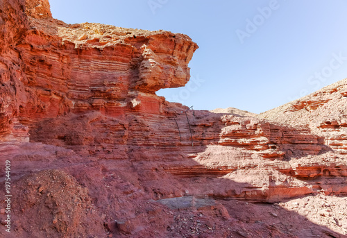 Beautiful geological formation in desert  colorful sandstone canyon walking route