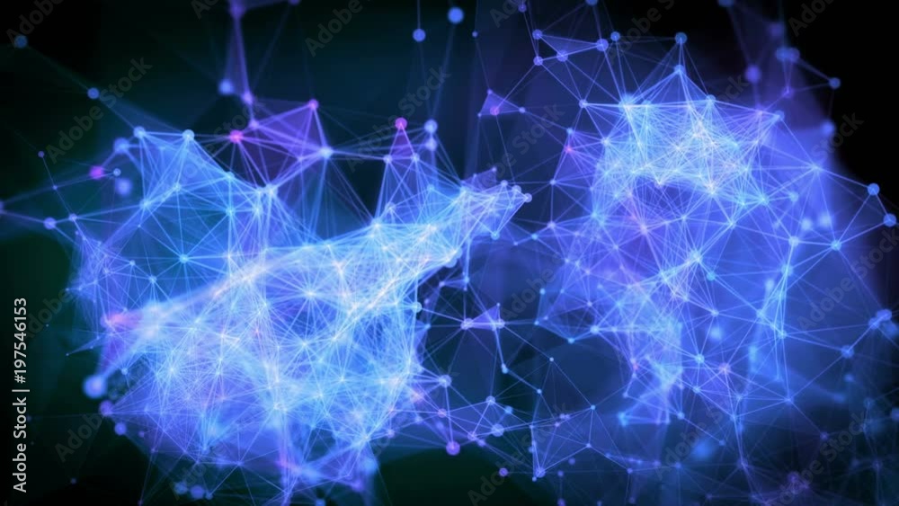Abstract 3D network loop. Lines, dots & triangles form a geometric mesh. Representing communications, technology, science, molecules, computer networks, internet, social media etc. Blue on black. Abstract 3D network loop. Lines, dots & triangles form a geometric mesh. Representing communications, technology, science, molecules, computer networks, internet, social media etc. Blue on black.