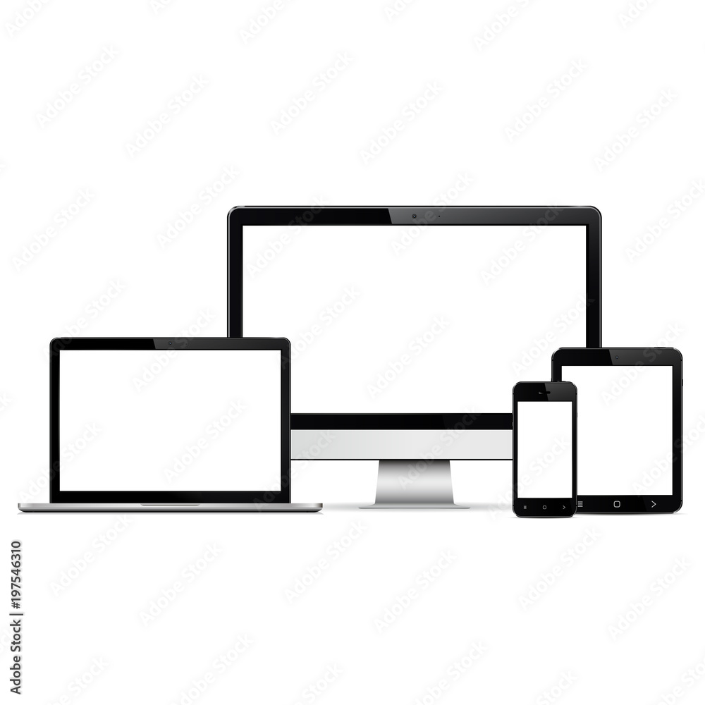 Modern digital devices with blank screen Modern digital devices with blank screen
