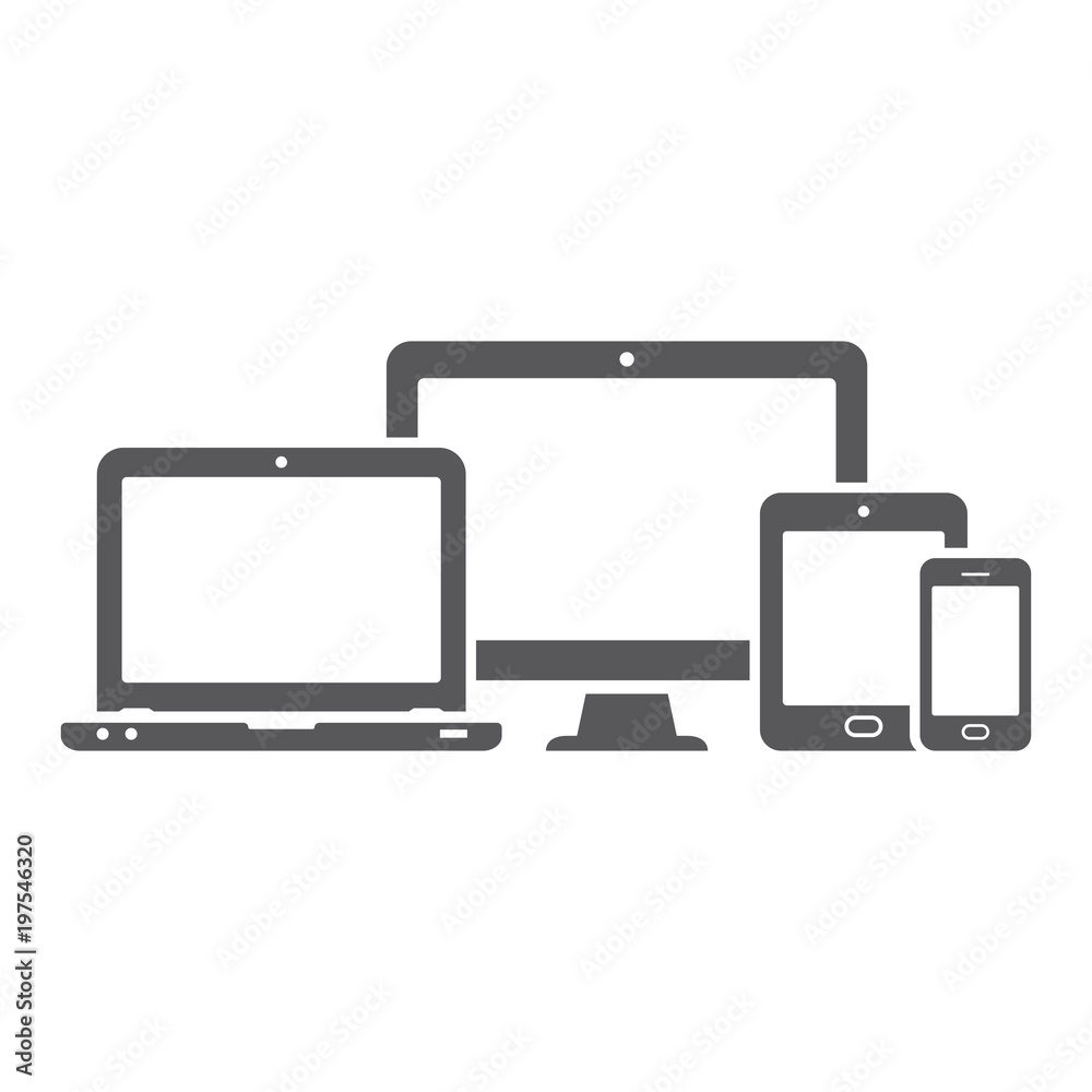 Modern monitor, laptop, smartphone and tablet icons Modern monitor, laptop, smartphone and tablet icons