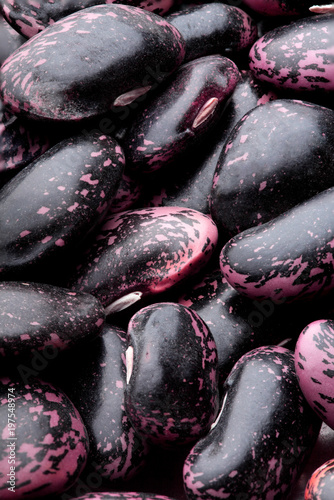 Texture of Scarlet runner beans, phaseolus coccineus.Background of Scarlet runner ,beans.Cocnept textures of legumes.Full depth of field photo