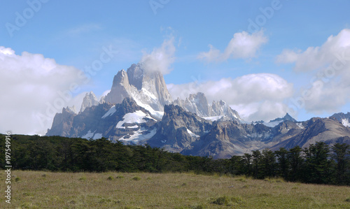 Distant views of Mount Fitz Roy near El Chalten Patagonia Argentina