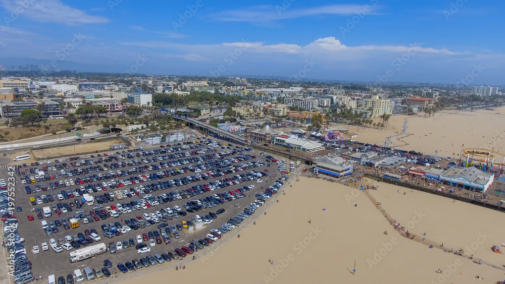 Aerial view of Santa Monica coastline, California