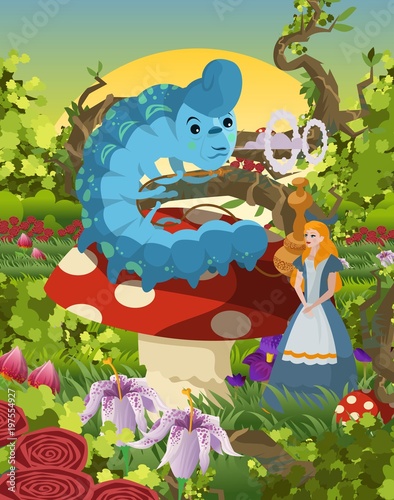 girl and smoking caterpillar