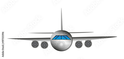Vector icon of airplane - front view