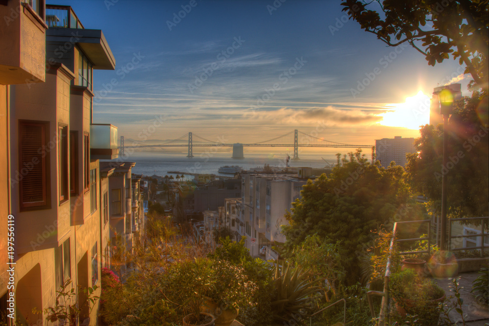 San Francisco Golden Sunrise View from Telegraph Hill