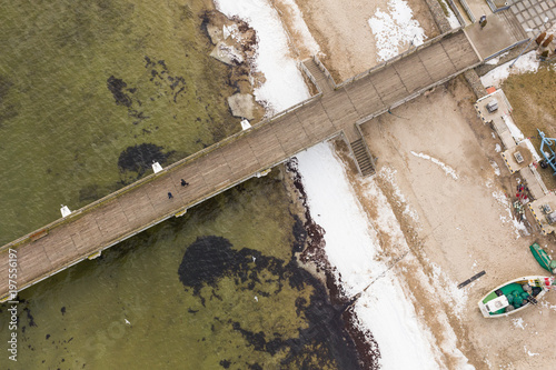 aerial view of the ice on the beach