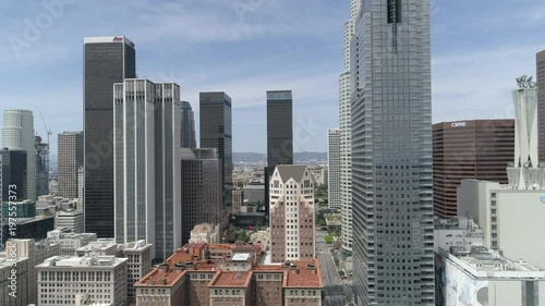Aerial view of skyscrapers and towers in Los Angeles photo