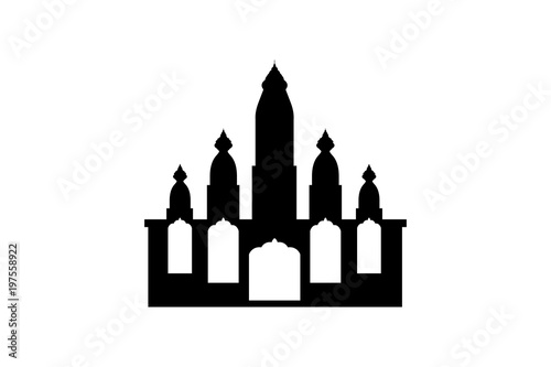 Simple black silhouette of a Hindu temple, vector illustration.