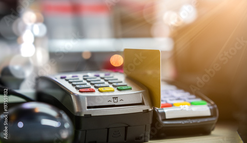 Credit card on card reader machine