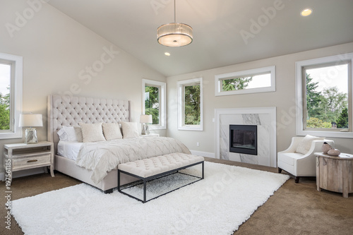 Bedroom with fireplace photo