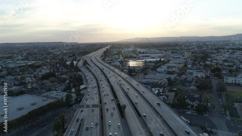 Aerial view of Highway in Los Angeles photo