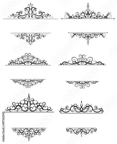 Vintage vector swirl frame set