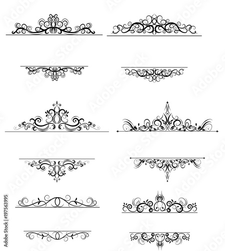 Vintage vector swirl frame set