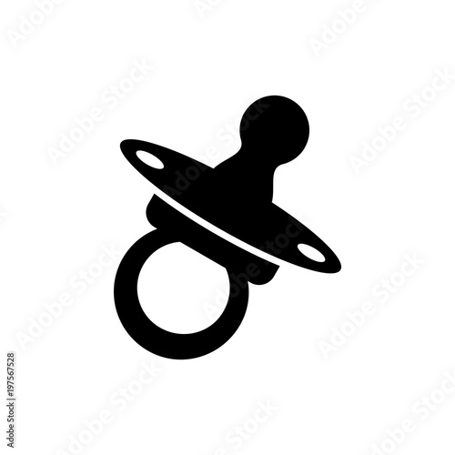 baby pacifier silhouette icon, baby stuff icon isolated vector