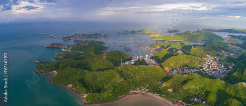 Cat Ba island from above. Lan Ha bay. Hai phong, Vietnam