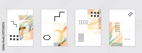 Set of artistic abstract universal card templates
