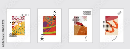 Set of artistic abstract universal card templates