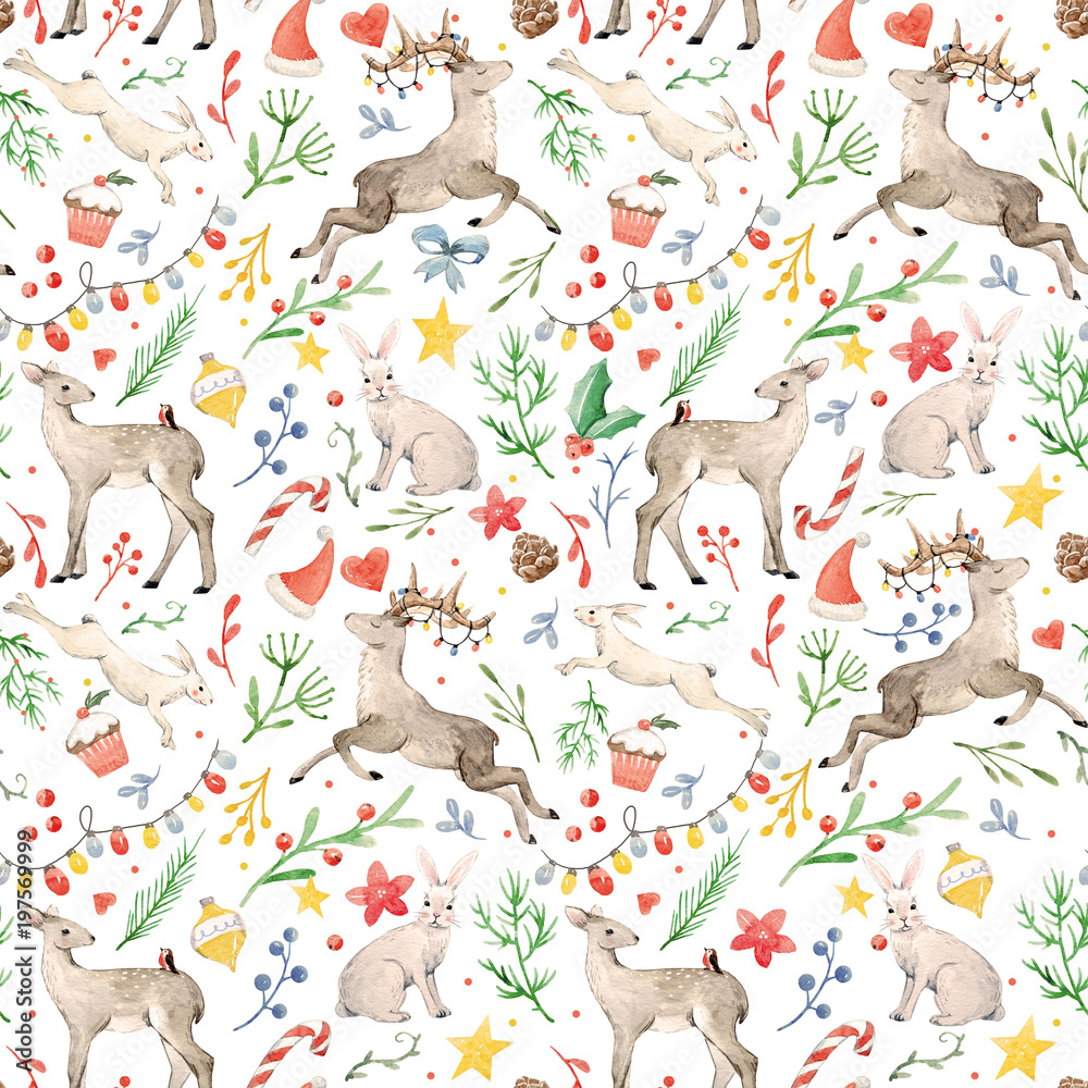 Watercolor christmas pattern Watercolor christmas pattern