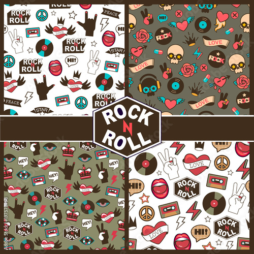 set of vector seamless rock patterns