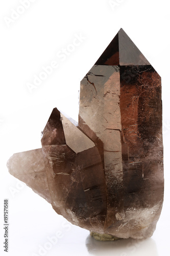 Smoky quartz on a white background geology rock