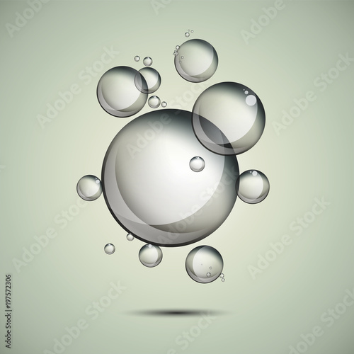 Abstract Water bubbles rising on clear background. vector background.