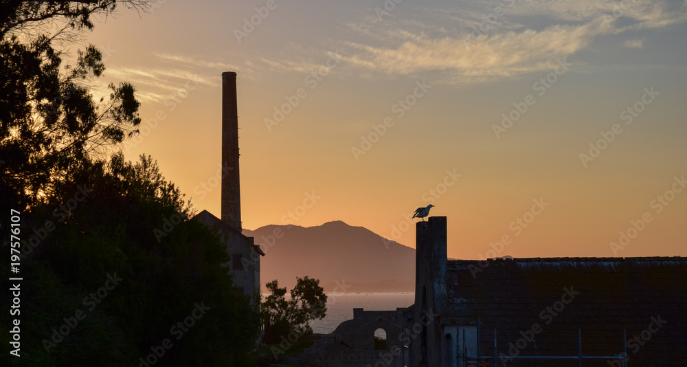 sunset, sky, factory, industry, city, industrial, pollution, sun, sunrise, chimney, silhouette, smoke, power, tower, landscape, plant, urban, building, orange, clouds, energy, refinery, dawn, skyline,