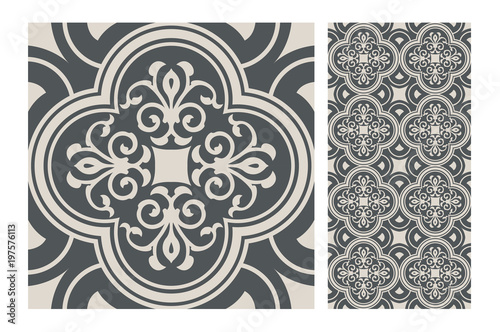 vintage tiles patterns antique seamless design in Vector illustration