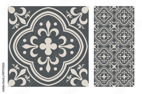 vintage tiles patterns antique seamless design in Vector illustration